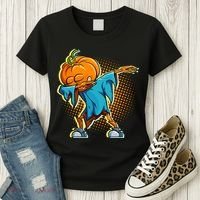 Dabbing Pumpkin Head Cool Funny Halloween Women's T-Shirt thumb 3