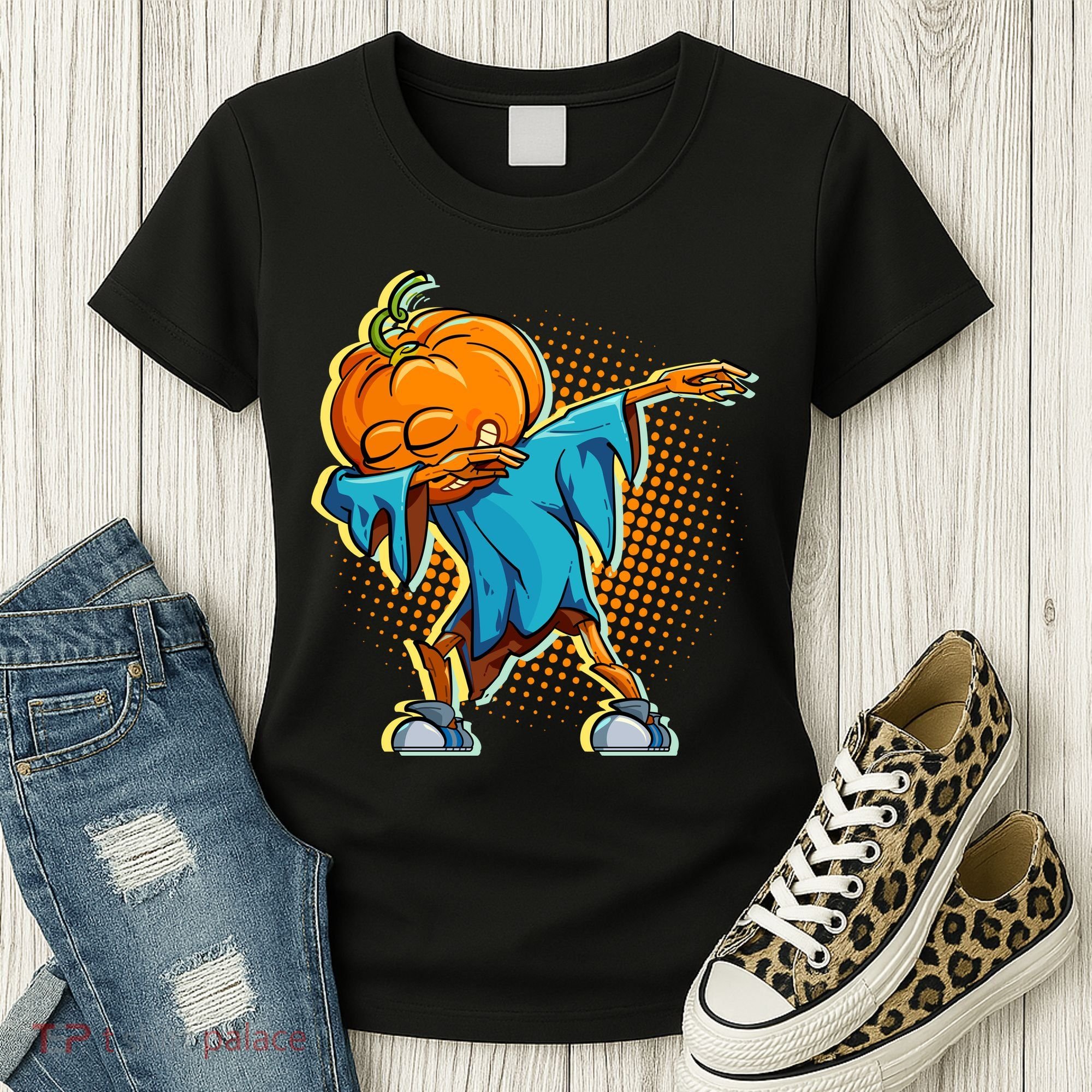 Dabbing Pumpkin Head Cool Funny Halloween Women's T-Shirt