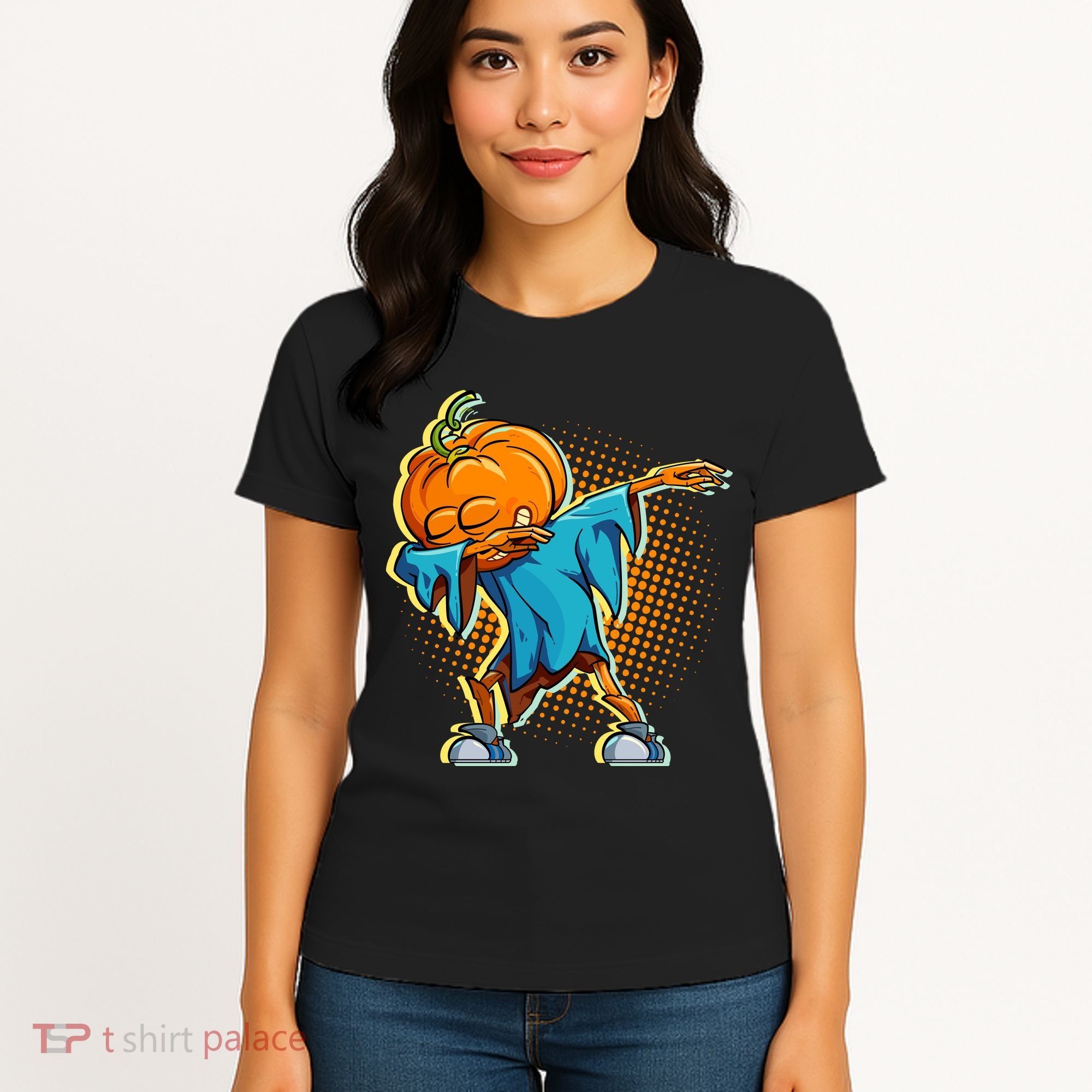 Dabbing Pumpkin Head Cool Funny Halloween Women's T-Shirt