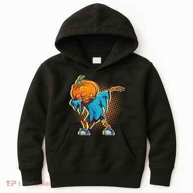 Dabbing Pumpkin Head Cool Funny Halloween Kids Hoodie