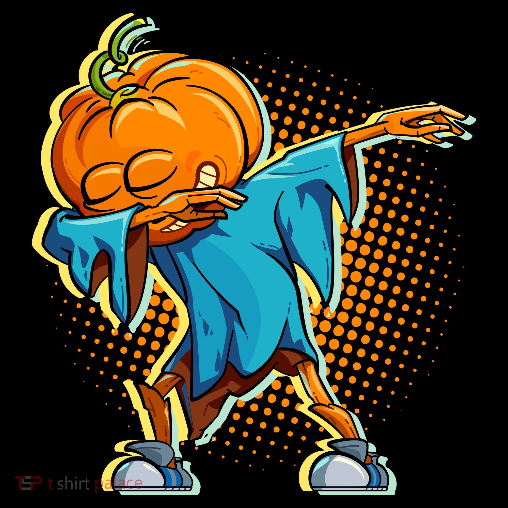 Dabbing Pumpkin Head Cool Funny Halloween Kids Long Sleeve Shirt