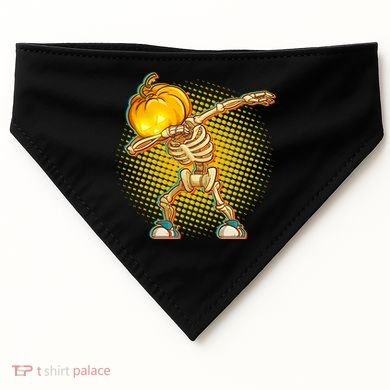 Dabbing Pumpkin Head Skeleton USA-Made Doggie Bandana