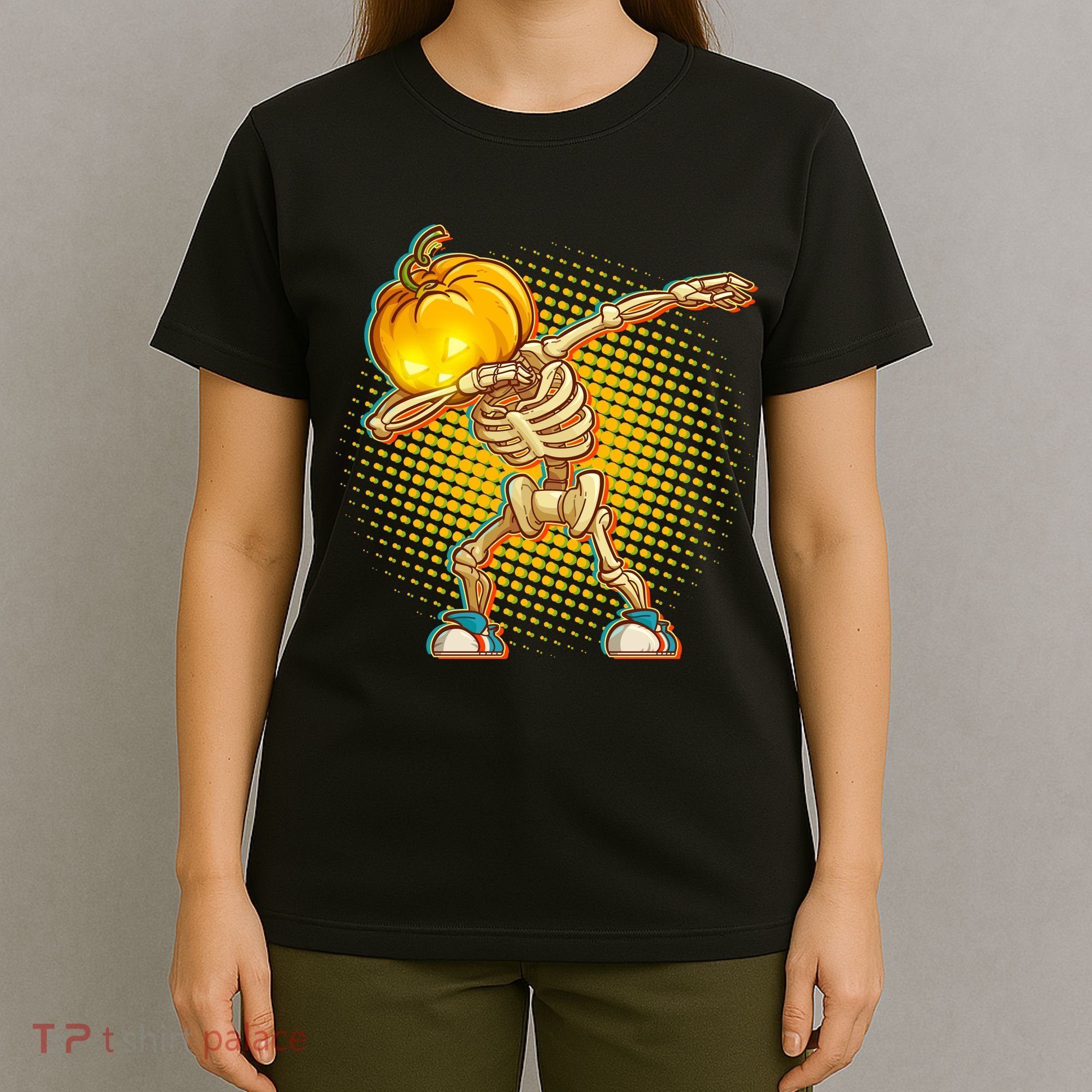 Dabbing Pumpkin Head Skeleton T-Shirt