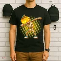 Dabbing Pumpkin Head Skeleton T-Shirt thumb 6