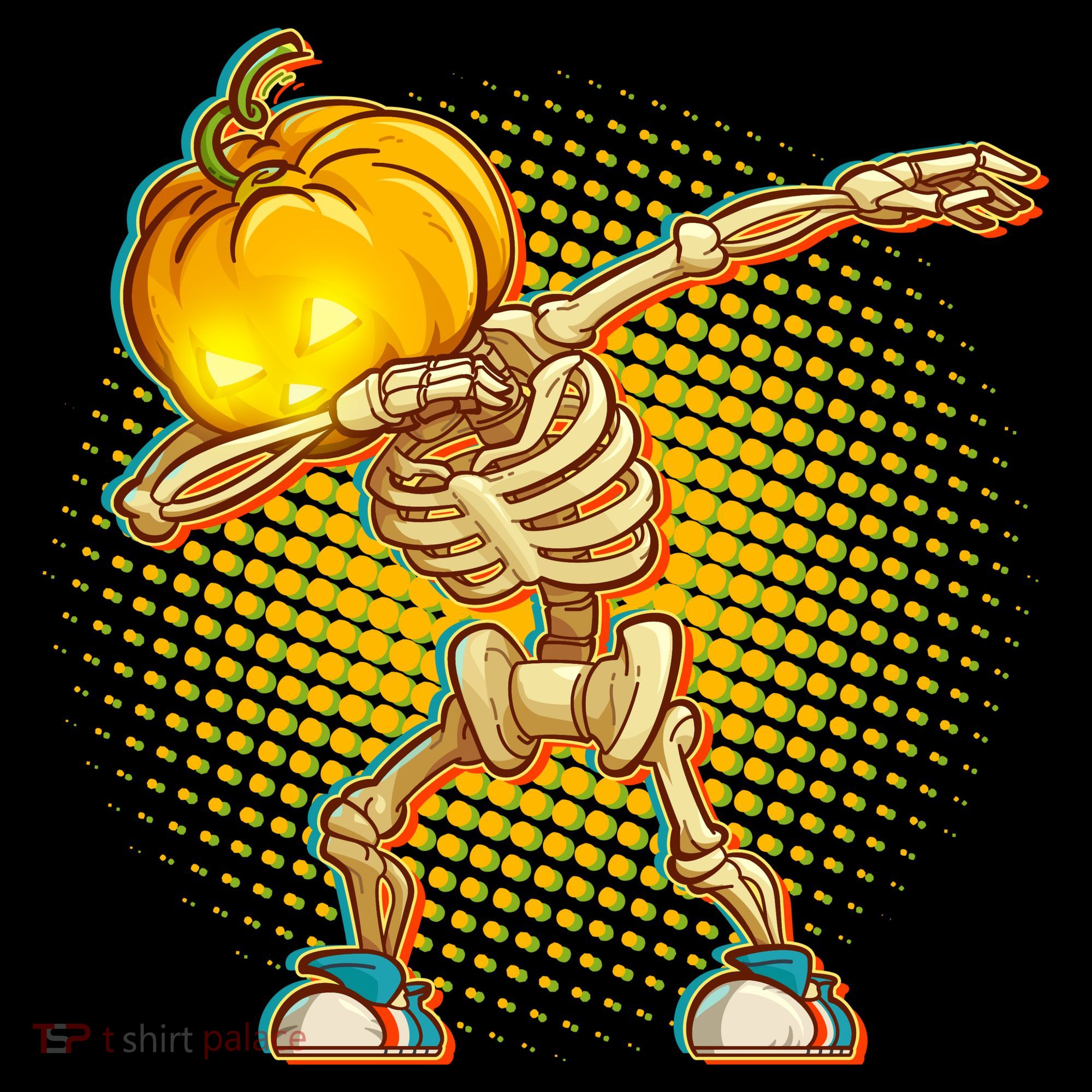 Dabbing Pumpkin Head Skeleton T-Shirt