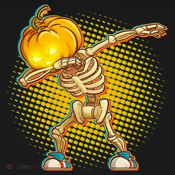 Dabbing Pumpkin Head Skeleton T-Shirt