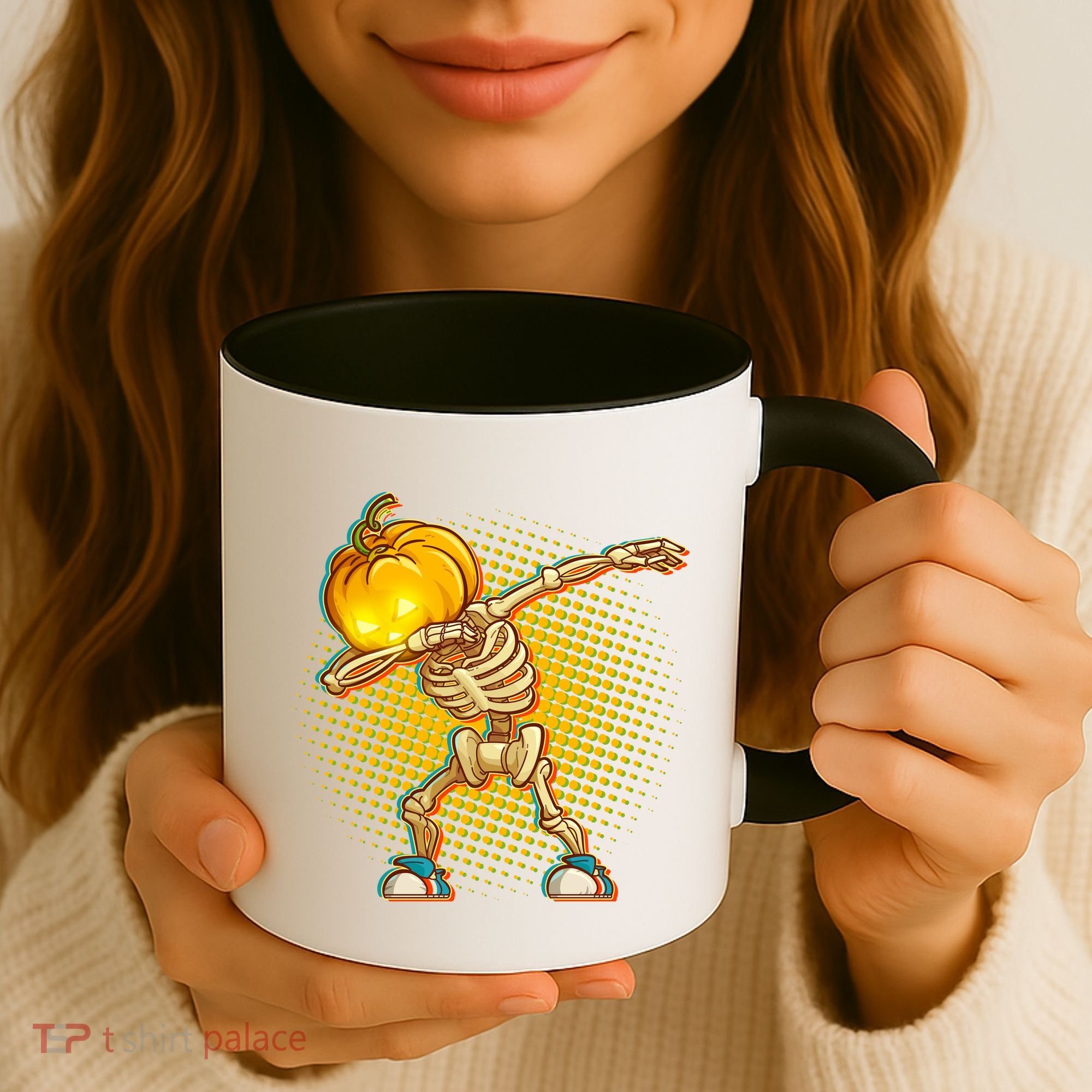 Dabbing Pumpkin Head Skeleton Coffee Mug