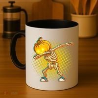 Dabbing Pumpkin Head Skeleton Coffee Mug thumb 4
