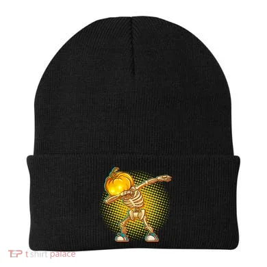 Dabbing Pumpkin Head Skeleton Beanie