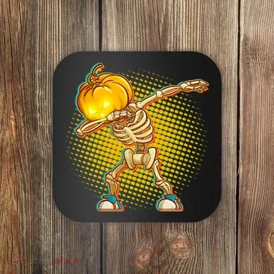 Dabbing Pumpkin Head Skeleton Coaster