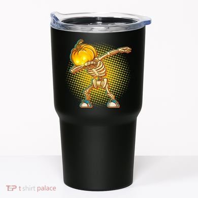 Dabbing Pumpkin Head Skeleton Tumbler