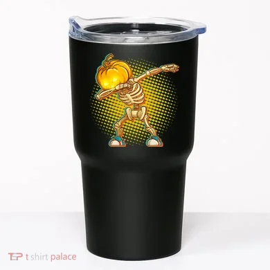 Dabbing Pumpkin Head Skeleton Tumbler