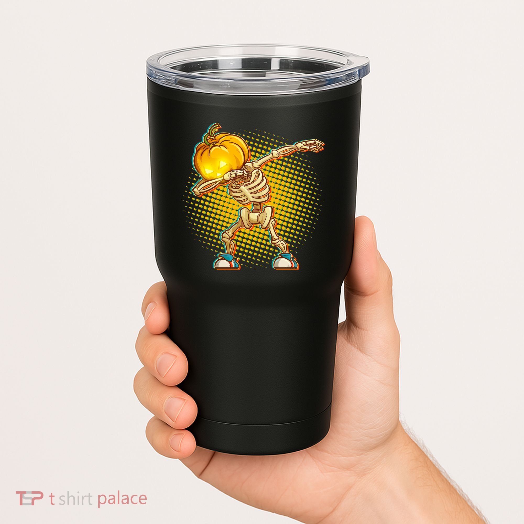 Dabbing Pumpkin Head Skeleton Tumbler