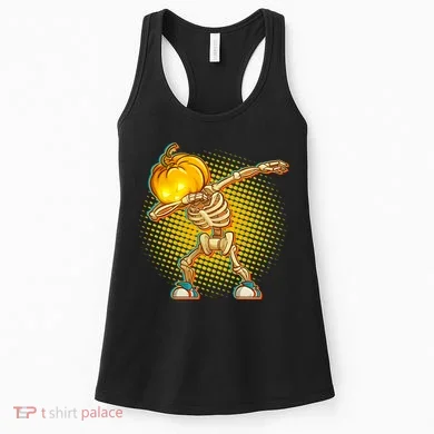 Dabbing Pumpkin Head Skeleton Women's Tank Top