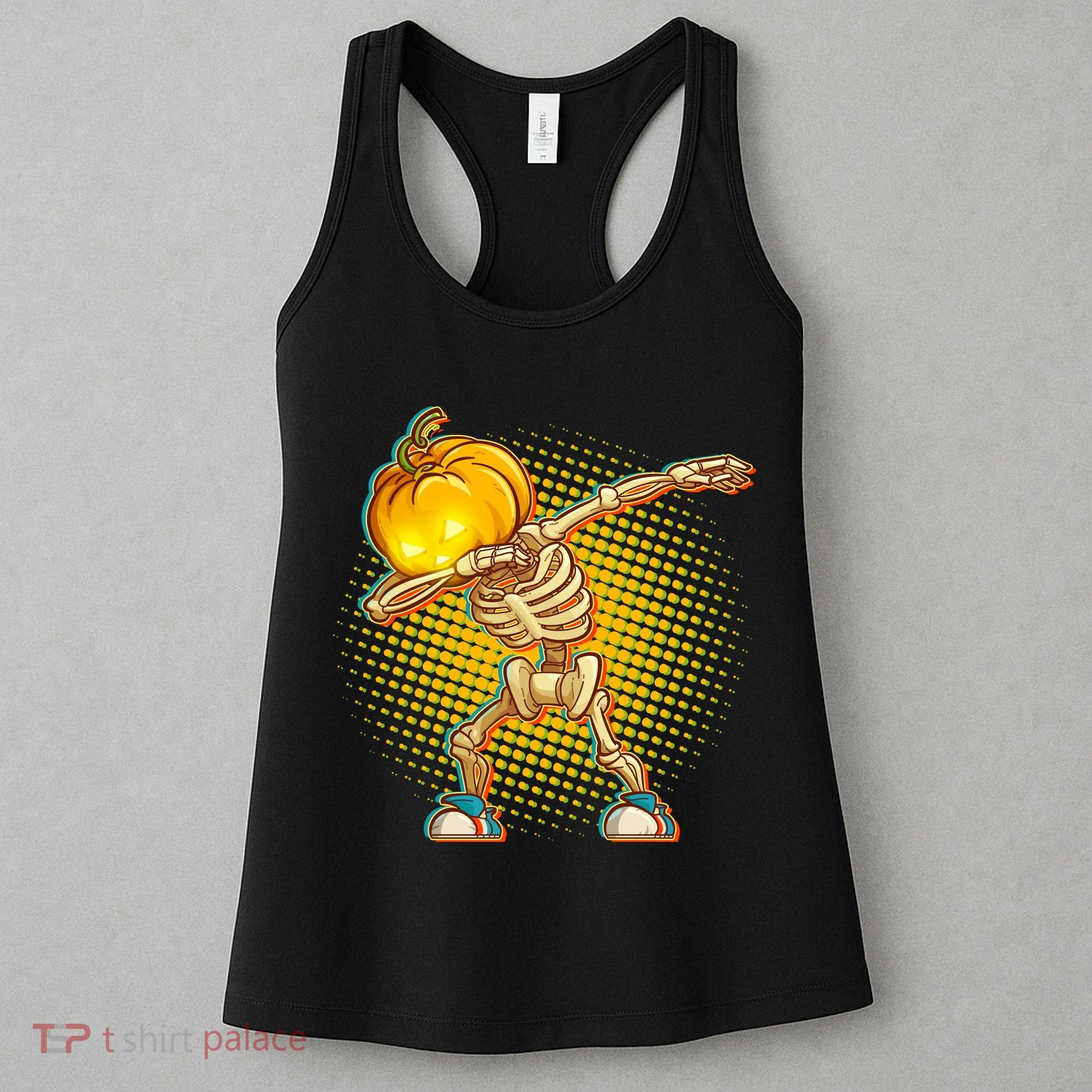 Dabbing Pumpkin Head Skeleton Women's Tank Top