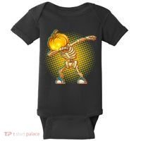 Dabbing Pumpkin Head Skeleton Baby Bodysuit thumb 0