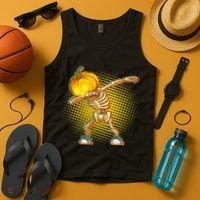 Dabbing Pumpkin Head Skeleton Tank Top thumb 4