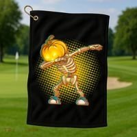Dabbing Pumpkin Head Skeleton Golf Towel thumb 1