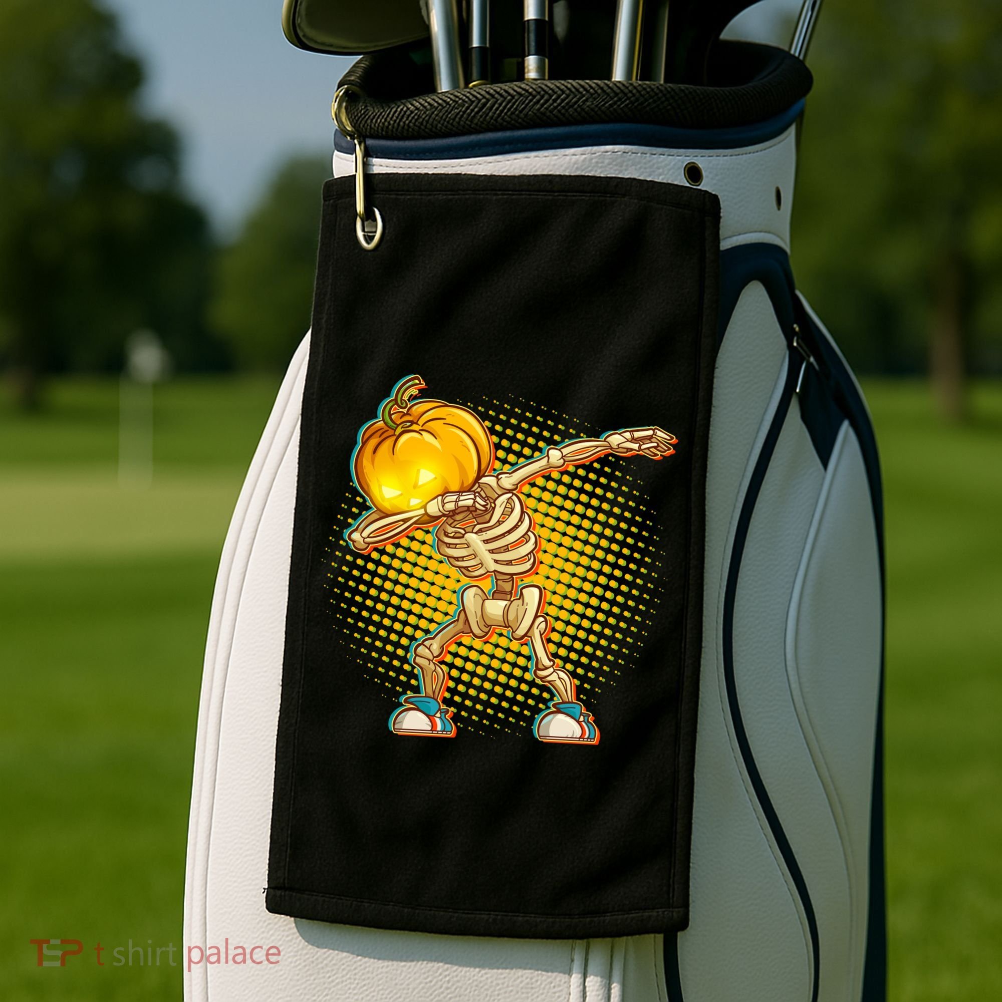 Dabbing Pumpkin Head Skeleton Golf Towel
