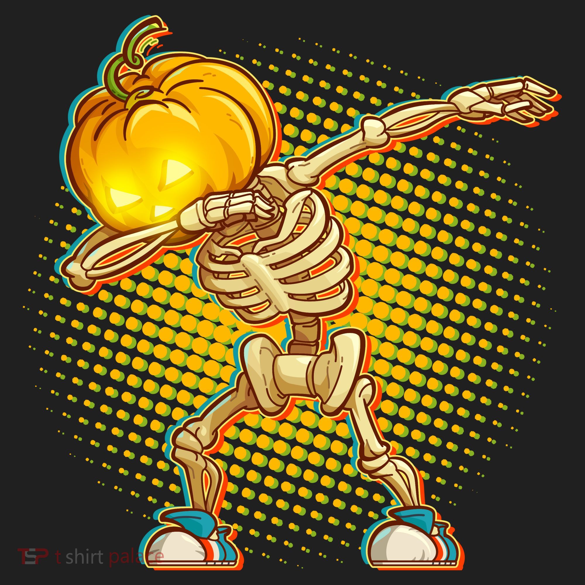 Dabbing Pumpkin Head Skeleton Golf Towel