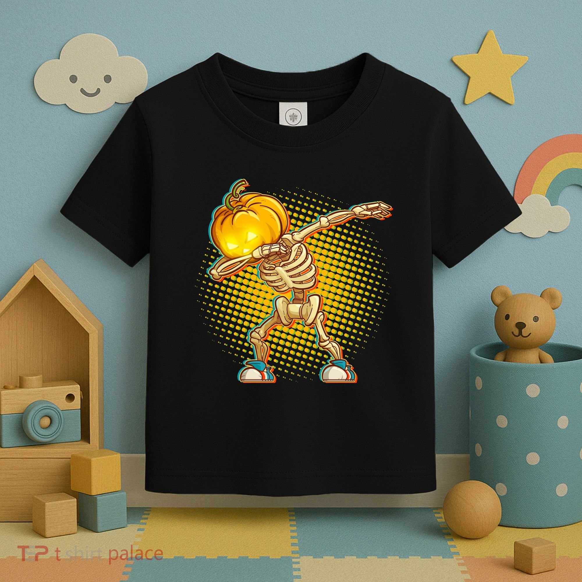 Dabbing Pumpkin Head Skeleton Toddler T-Shirt