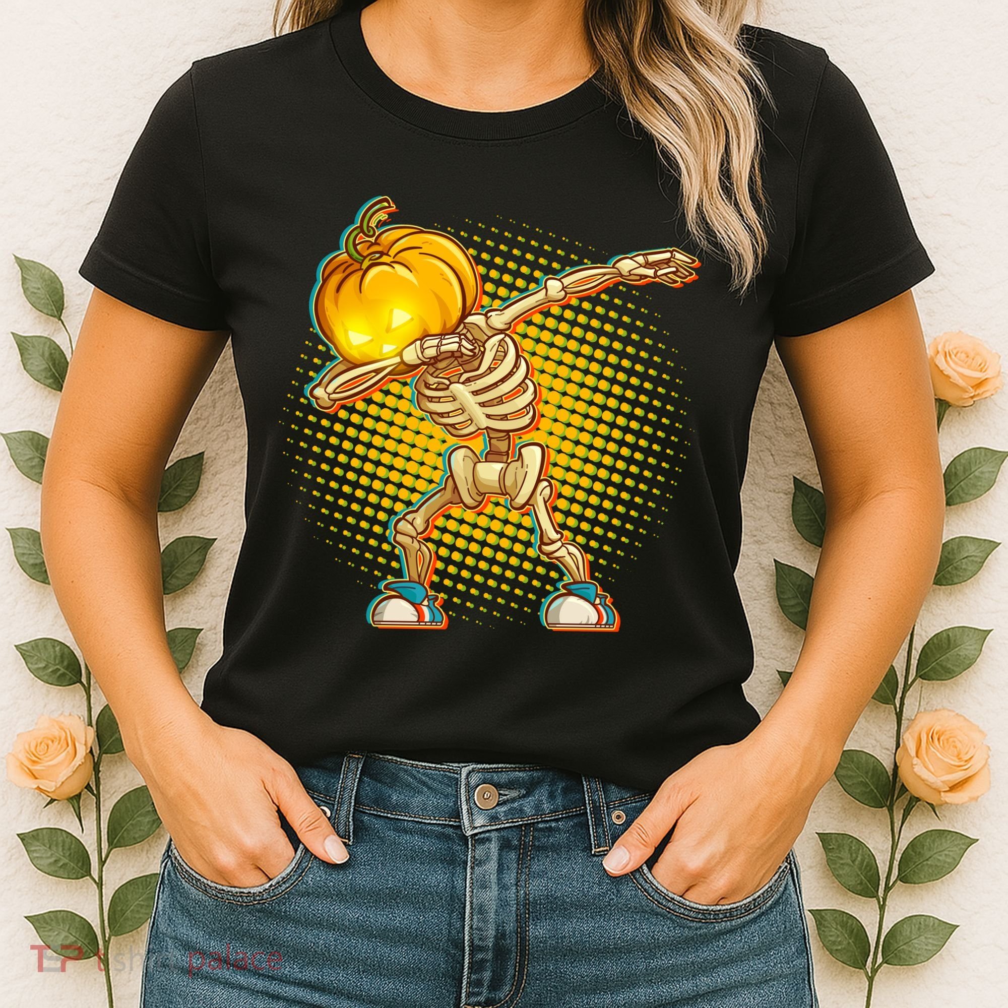 Dabbing Pumpkin Head Skeleton Women's T-Shirt