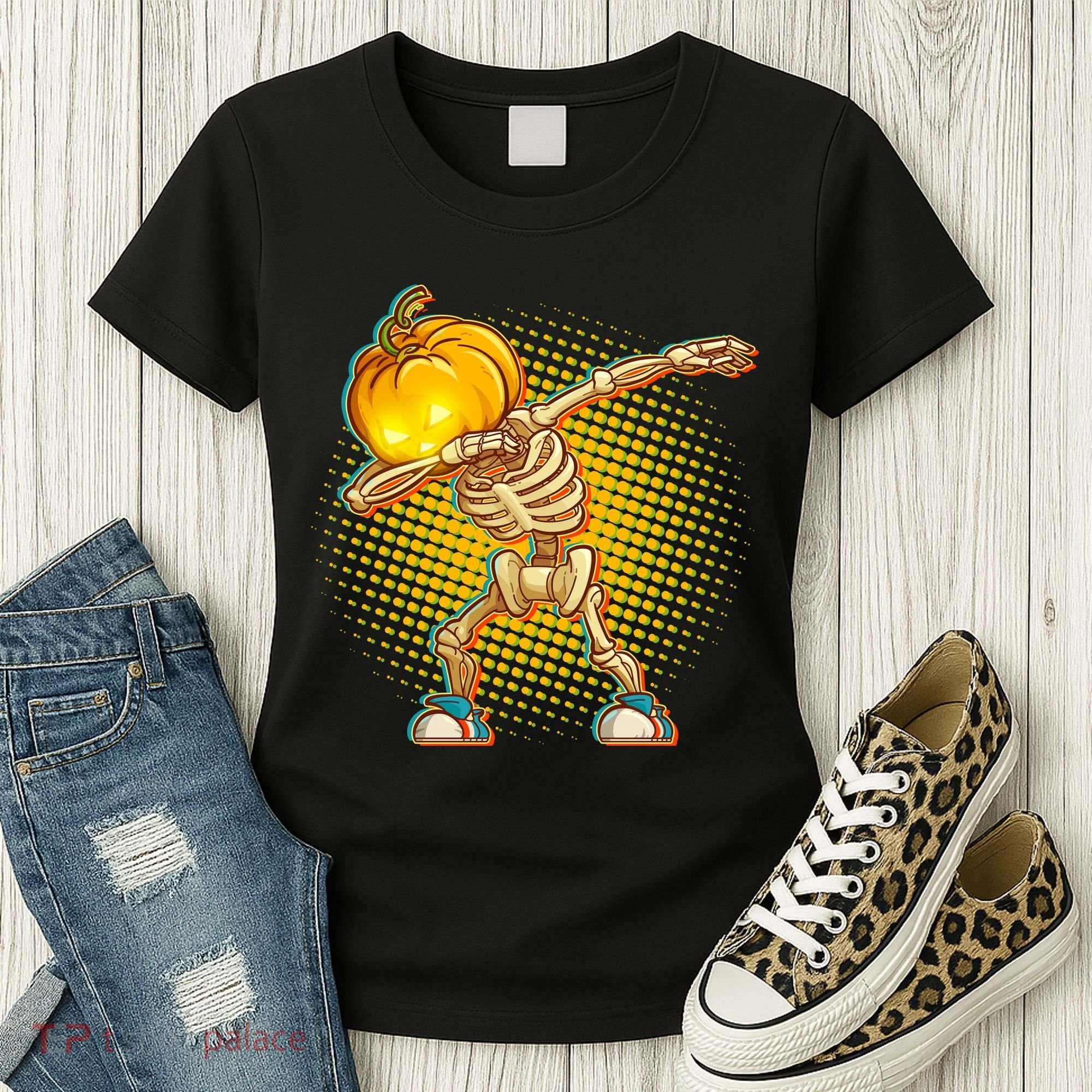 Dabbing Pumpkin Head Skeleton Women's T-Shirt