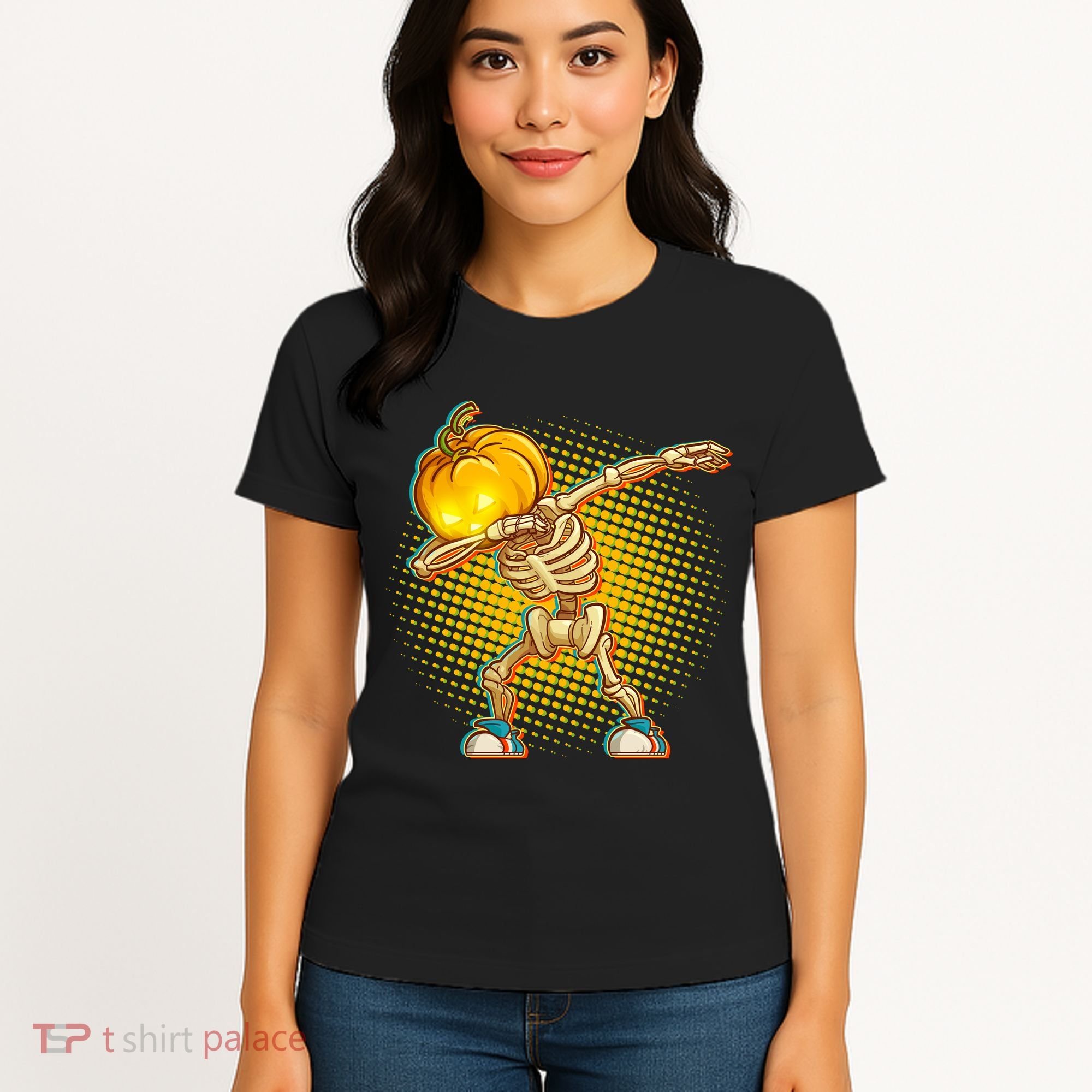 Dabbing Pumpkin Head Skeleton Women's T-Shirt