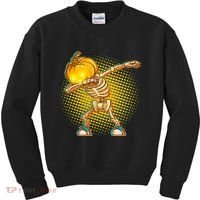 Dabbing Pumpkin Head Skeleton Kids Sweatshirt thumb 0