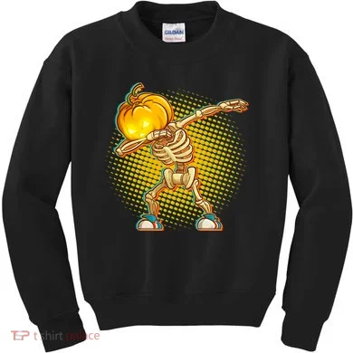 Dabbing Pumpkin Head Skeleton Kids Sweatshirt