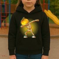 Dabbing Pumpkin Head Skeleton Kids Hoodie thumb 3