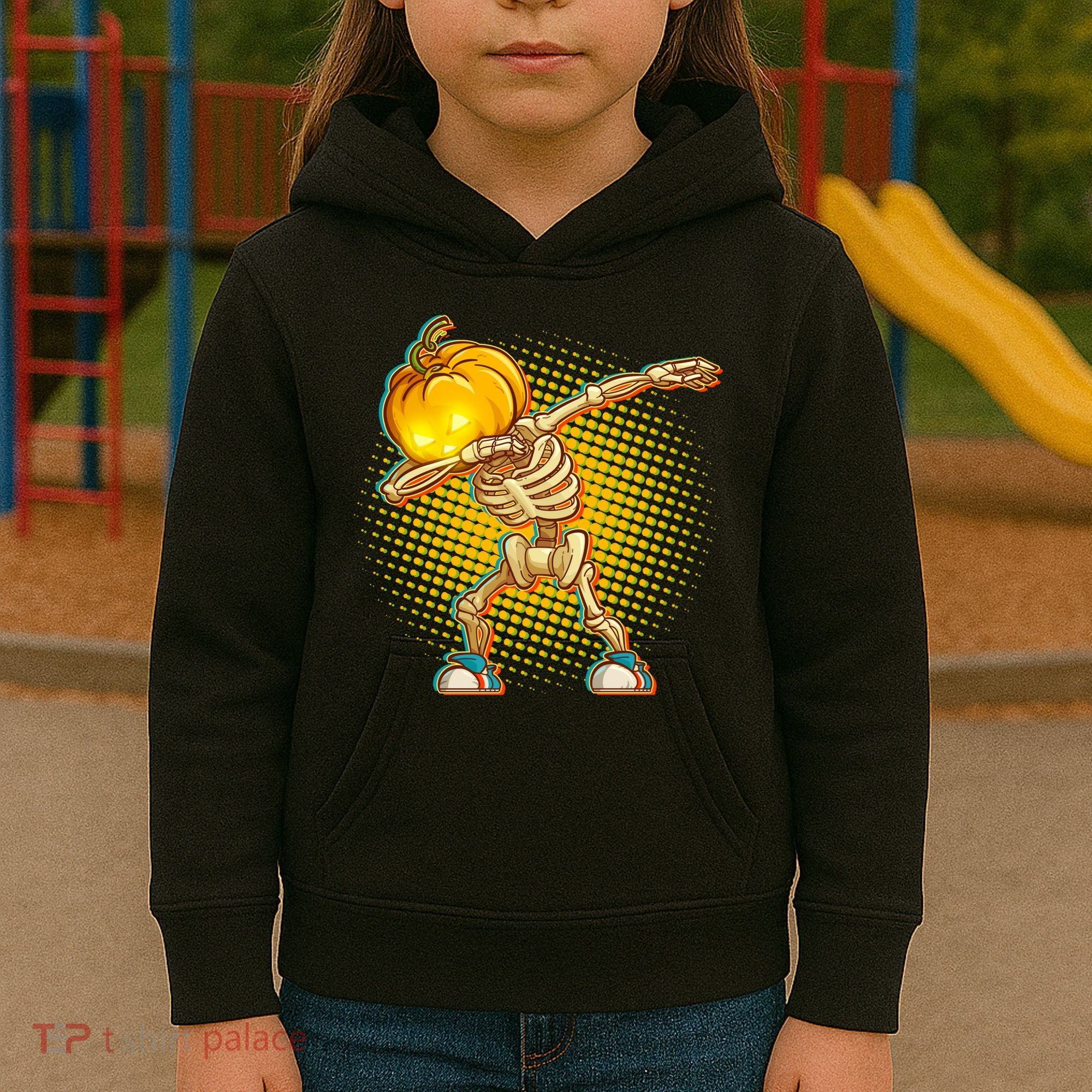 Dabbing Pumpkin Head Skeleton Kids Hoodie