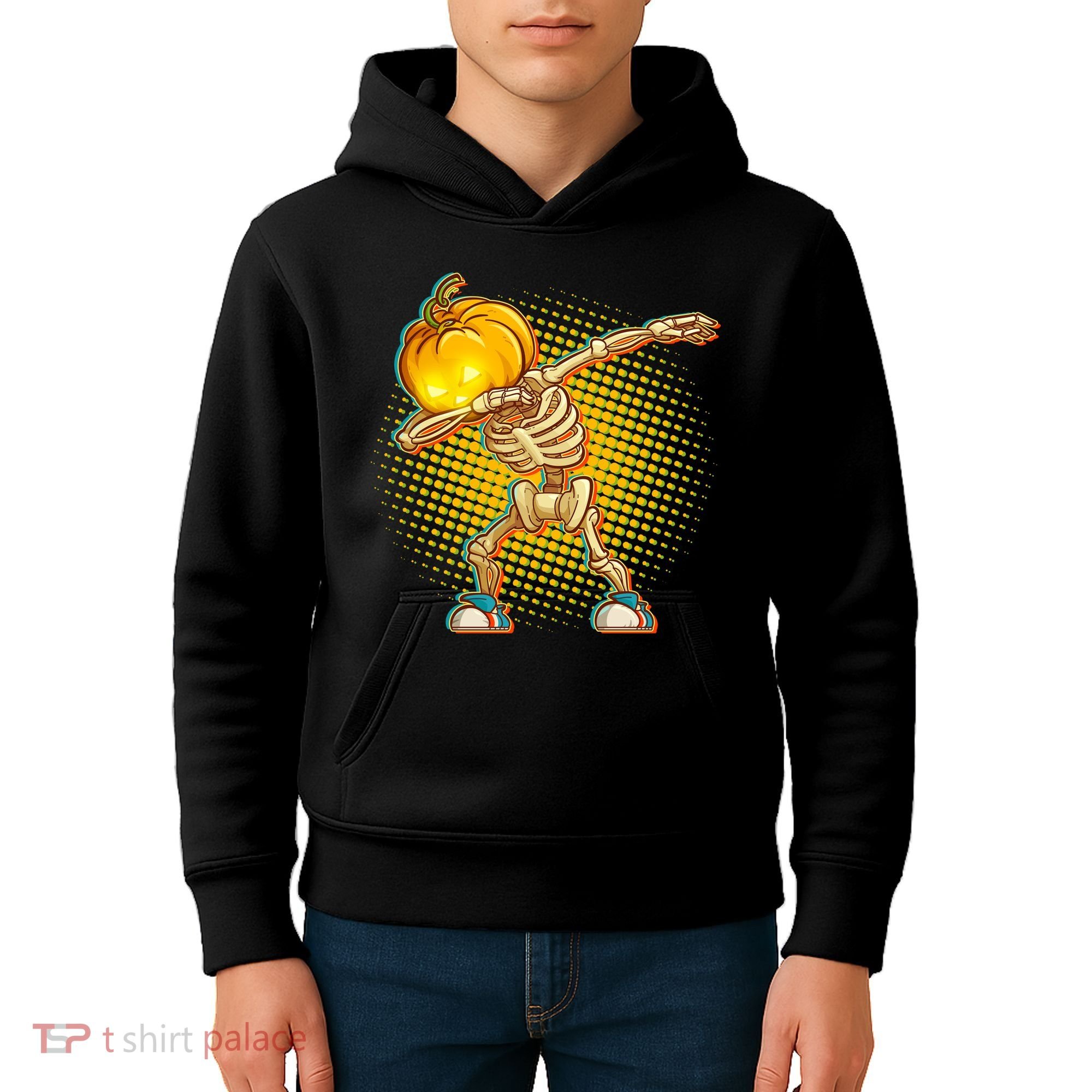 Dabbing Pumpkin Head Skeleton Kids Hoodie