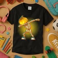 Dabbing Pumpkin Head Skeleton Kids T-Shirt thumb 3