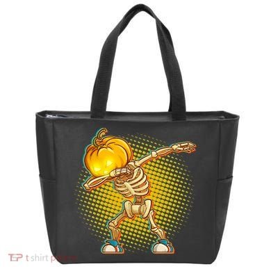Dabbing Pumpkin Head Skeleton Tote Bag