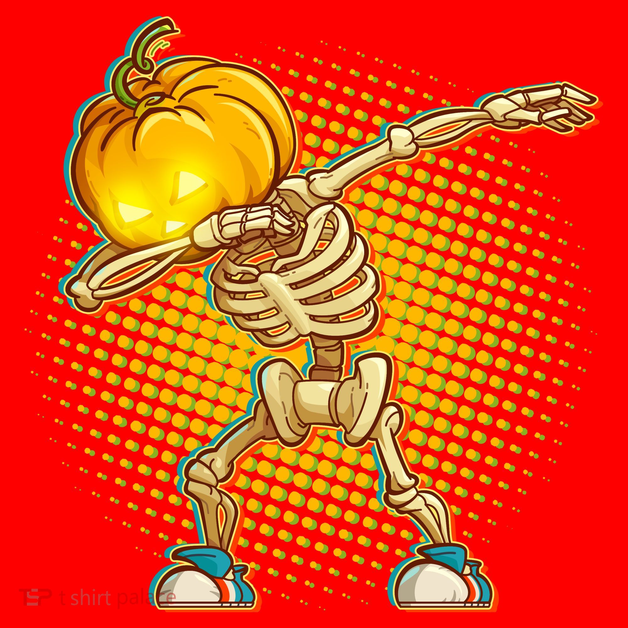 Dabbing Pumpkin Head Skeleton Santa Hat