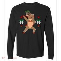 Dabbing Reindeer Comfort Colors Heavyweight Long Sleeve T-Shirt thumb 0
