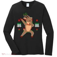 Dabbing Reindeer Women's Long Sleeve Shirt thumb 0