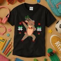 Dabbing Reindeer Kids T-Shirt thumb 3