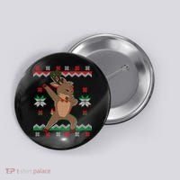 Dabbing Reindeer Ugly Christmas Button thumb 0
