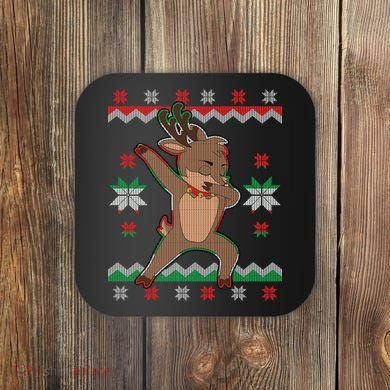 Dabbing Reindeer Ugly Christmas Coaster