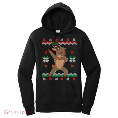 Dabbing Reindeer Ugly Christmas Women's Hoodie
