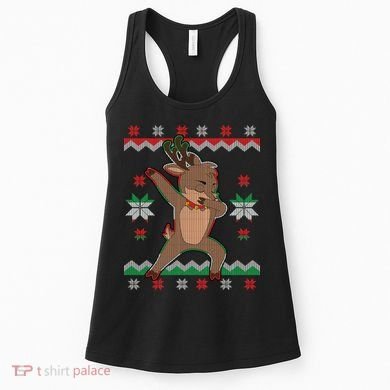 Dabbing Reindeer Ugly Christmas Women's Tank Top