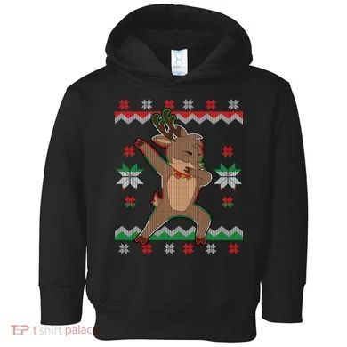 Dabbing Reindeer Ugly Christmas Toddler Hoodie