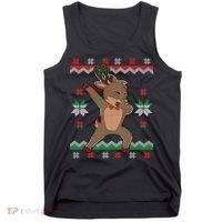Dabbing Reindeer Ugly Christmas Tank Top thumb 0
