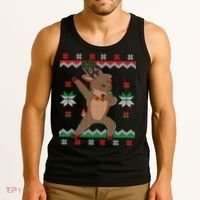 Dabbing Reindeer Ugly Christmas Tank Top thumb 3