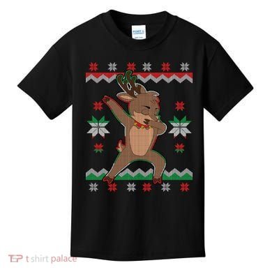 Dabbing Reindeer Ugly Christmas Kids T-Shirt