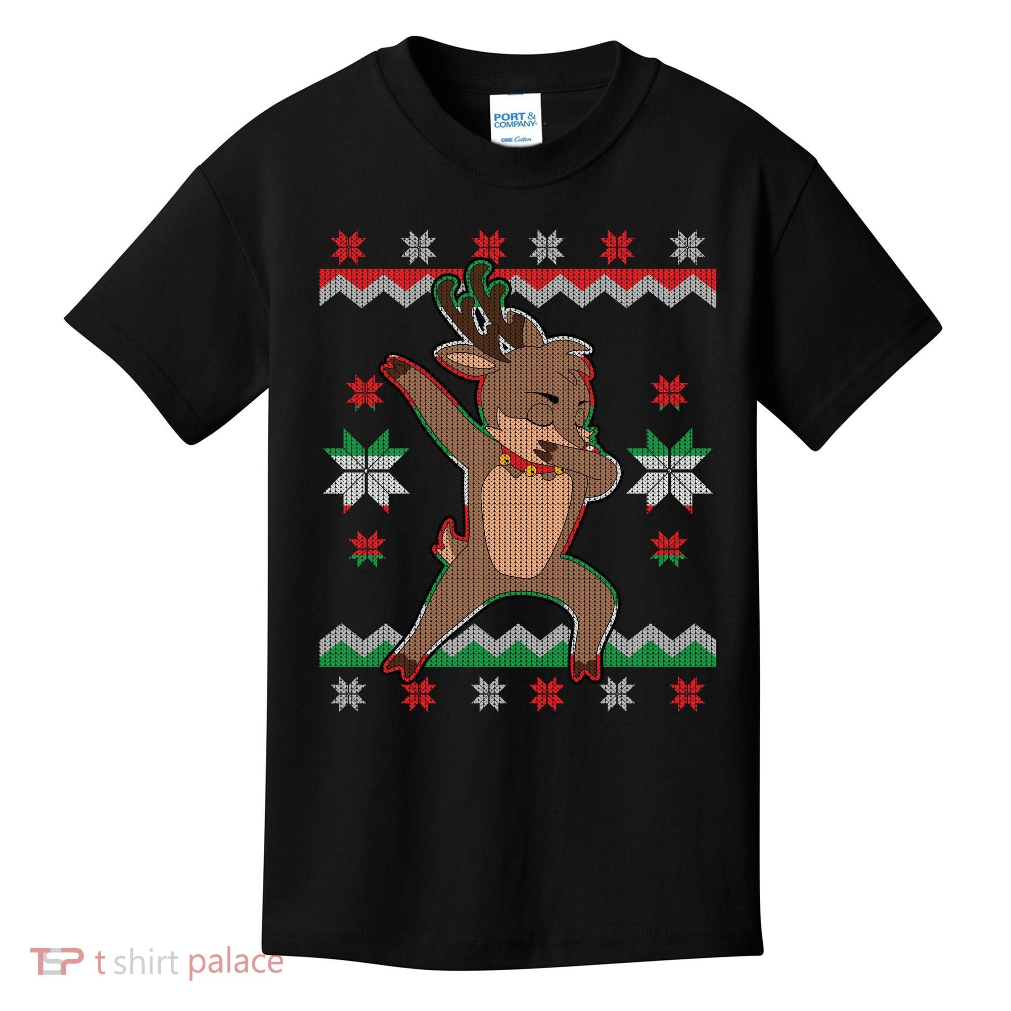 Dabbing Reindeer Ugly Christmas Kids T-Shirt