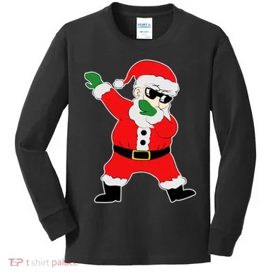 Dabbing Santa Kids Long Sleeve Shirt