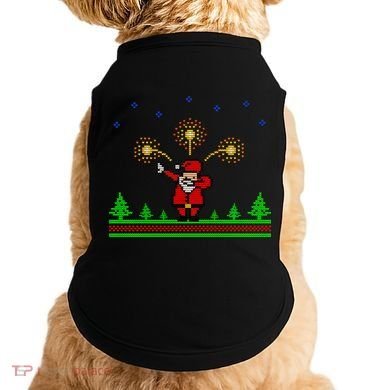 Dabbing Santa 8-Bit Ugly Christmas Doggie Tank